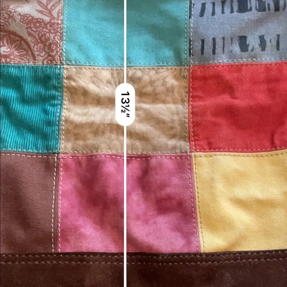 Lucky Vintage Large Suede/Canvas Adjustable Strap Exquisite Patchwork Tote/Bag